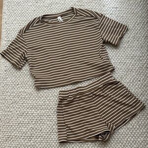 Missguided Brown and White Striped Set Size XS